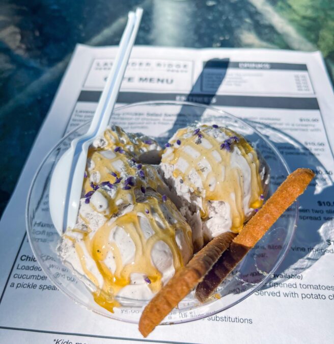 Lavender ice cream at Lavender Ridge Farms and Café in Texas.