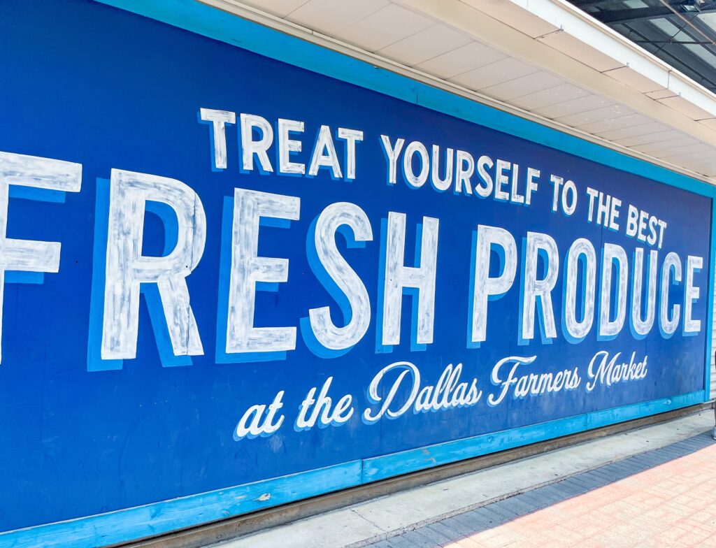 Dallas Farmers Market sign for Dallas Farmers Market Vendors