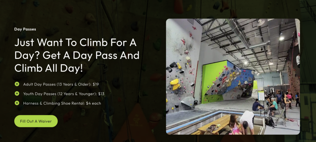 rock climbing gym