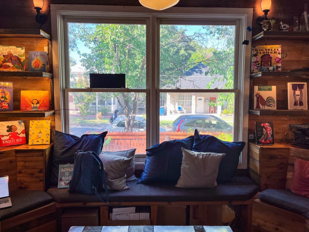 Cozy corner at The Wild Detectives, one of the indoor activities in Dallas