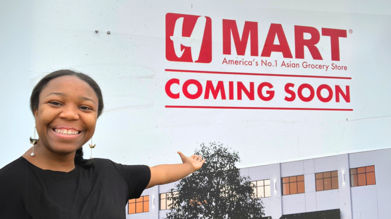 Photo of the coming soon sign for the new Dallas Hmart set to open in 2025