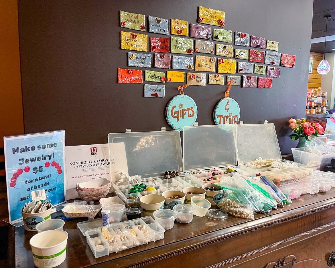 a craft table at one of the best coffee shops in white rock