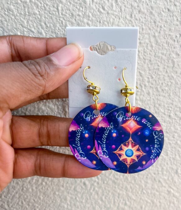 colorful earring made in the Hive at Lewisville branch library
