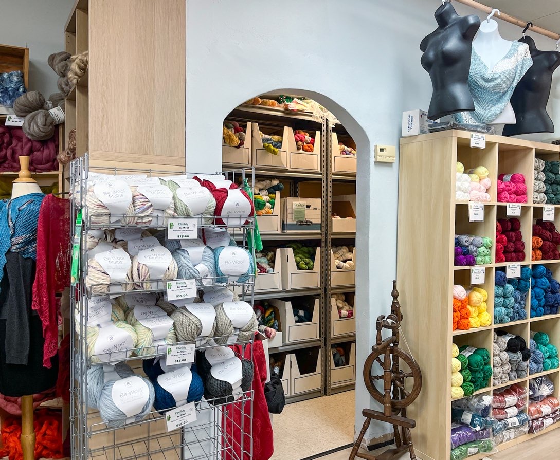 cupboard full of jaw-dropping yarns at fiber fest