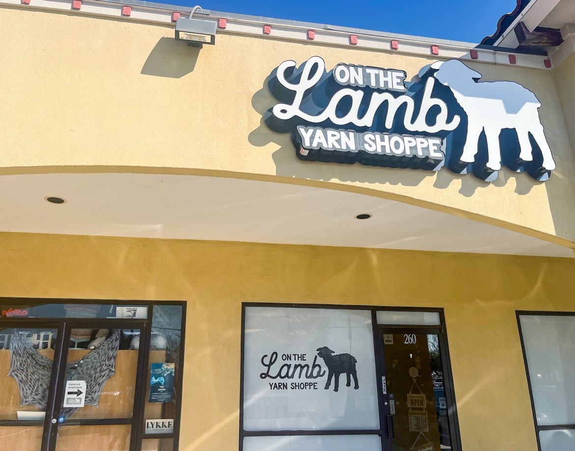 On the lamb yarn shop exterior facade; Dfw fiber fest