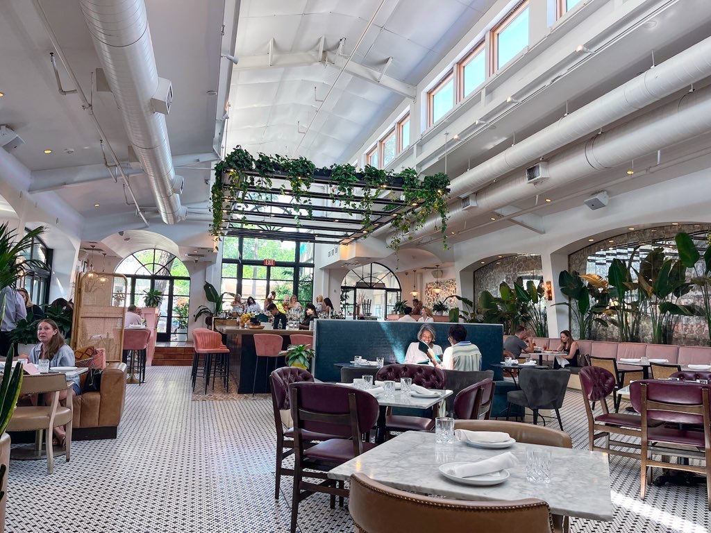 Airy restaurant interior in Bishop Arts District on a Dallas itinerary