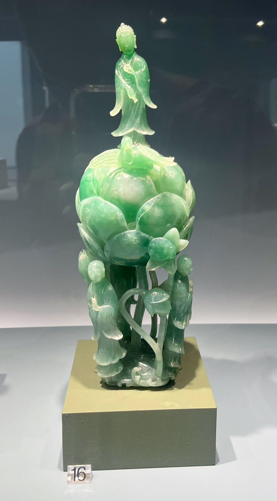 A finely carved jade sculpture on display at the Crow Museum of Asian art; one of the free museums in Dallas